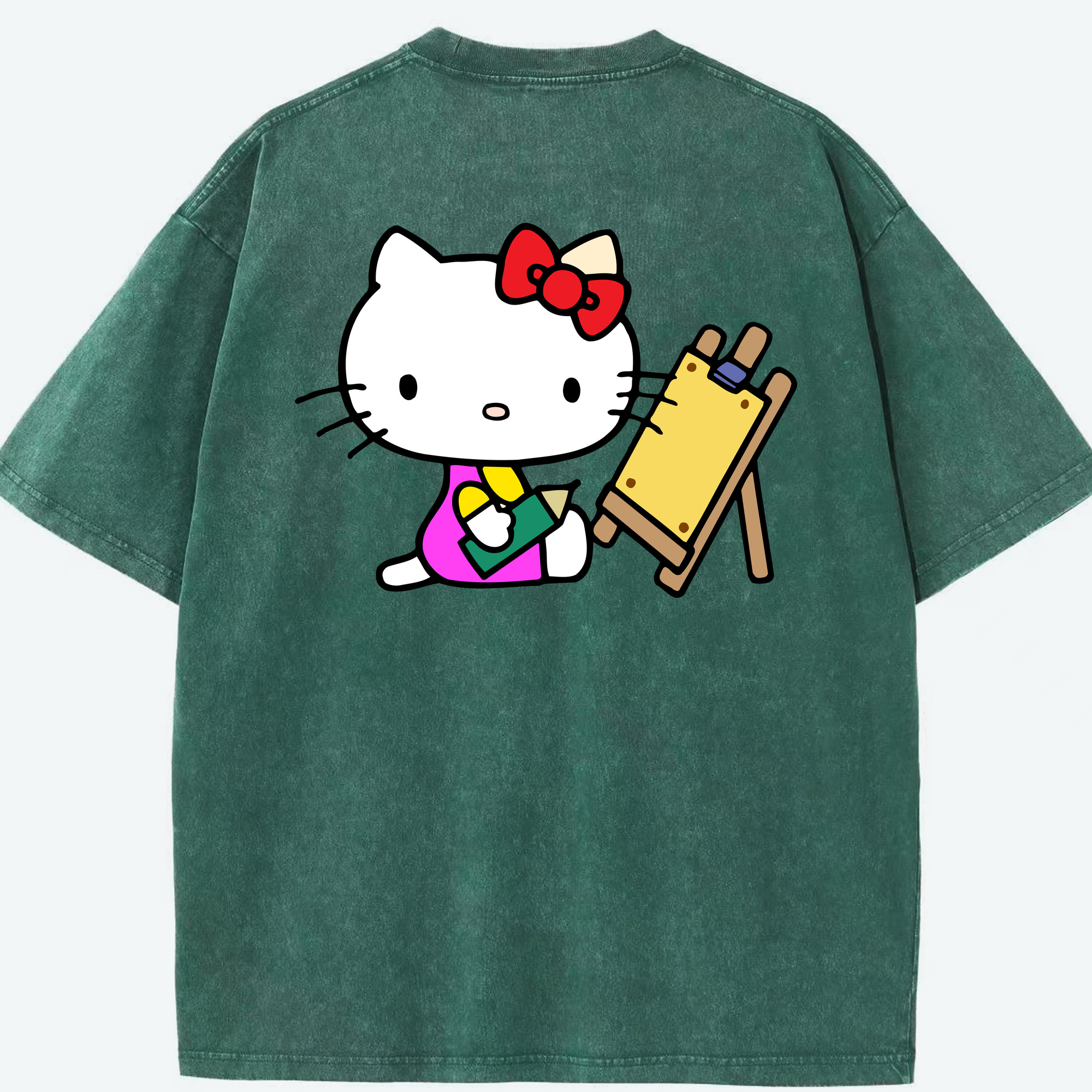 （画像用） Hello Kitty ハローキティ 綿100% ヴィンテージ風 半袖Tシャツ（背面プリント）